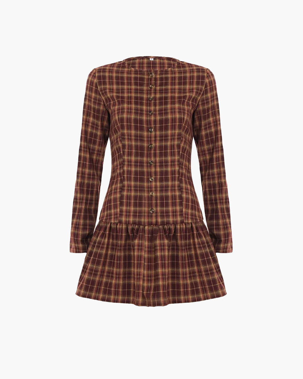 Vintage Century Burgundy Plaid Flared Mini Dress
