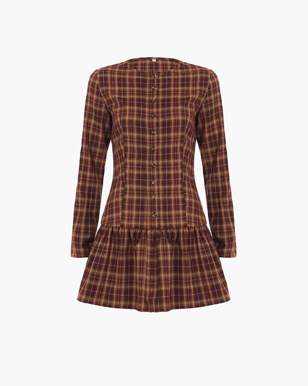 Vintage Century Burgundy Plaid Flared Mini Dress