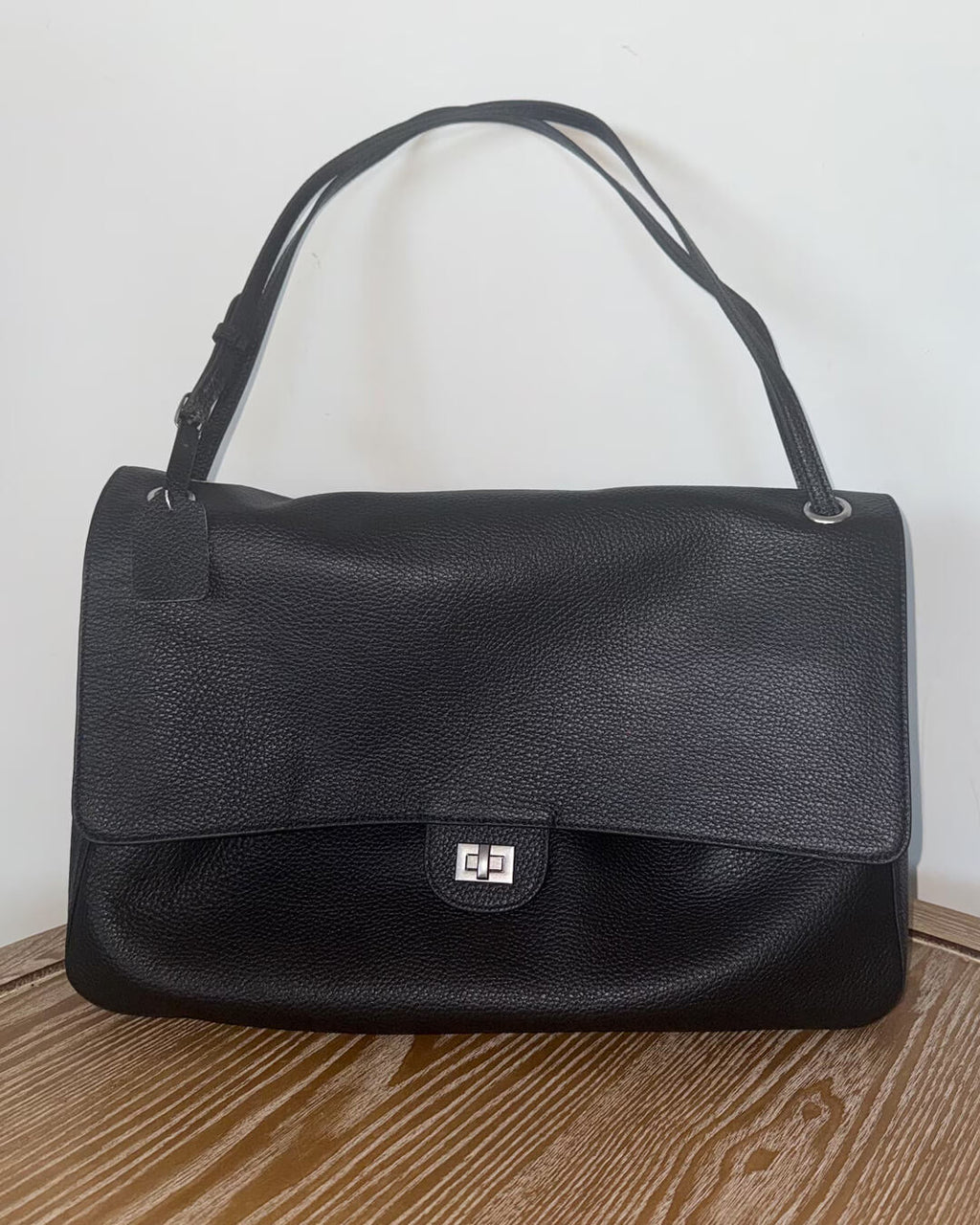 Clarisse Maxi Flap Shoulder Bag - Black