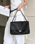 Clarisse Maxi Flap Shoulder Bag - Black
