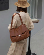 Clarisse Maxi Flap Shoulder Bag - Light Brown