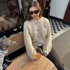 Diana Tricot Frog-Knot Knit Cardigan