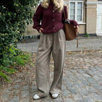 Diana Tricot Oversized Fuzzy Knit Cardigan in Burgundy