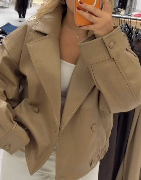 Banbury Double-Breasted Faux Leather Coat