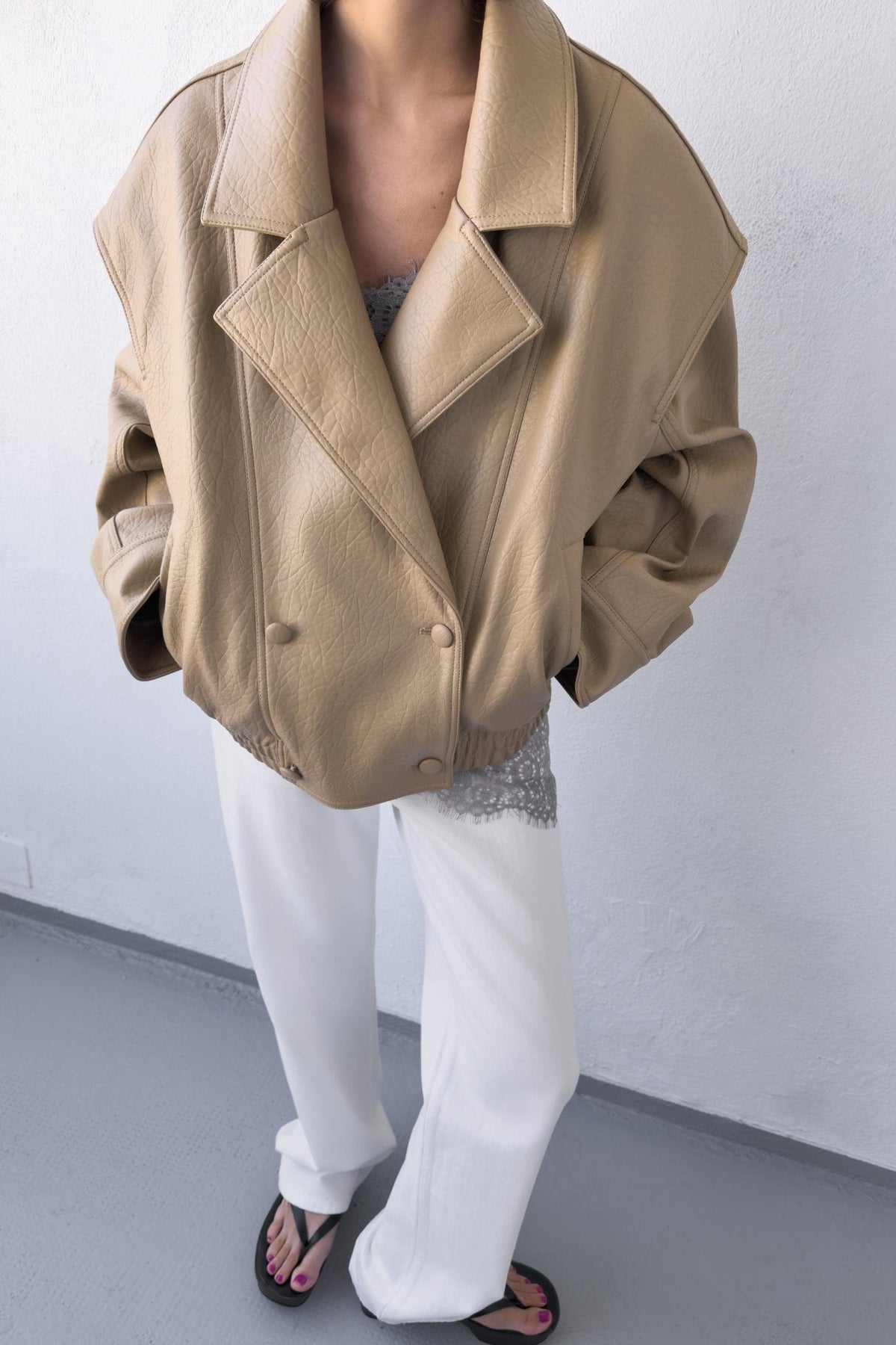 Banbury Double-Breasted Faux Leather Coat