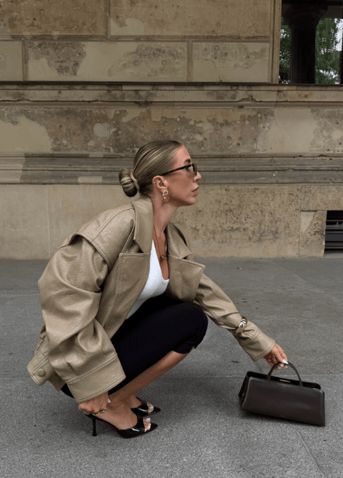 Banbury Double-Breasted Faux Leather Coat