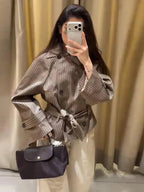Camille Plaid Belted Trench Coat