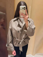 Camille Plaid Belted Trench Coat
