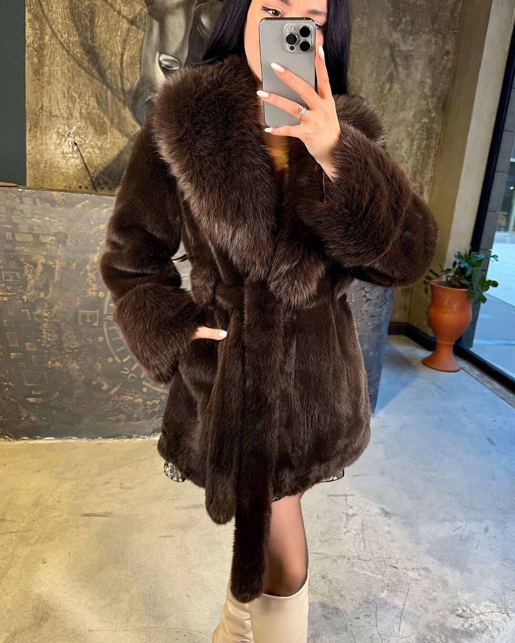 Ferryhill Belted Faux Fur Coat