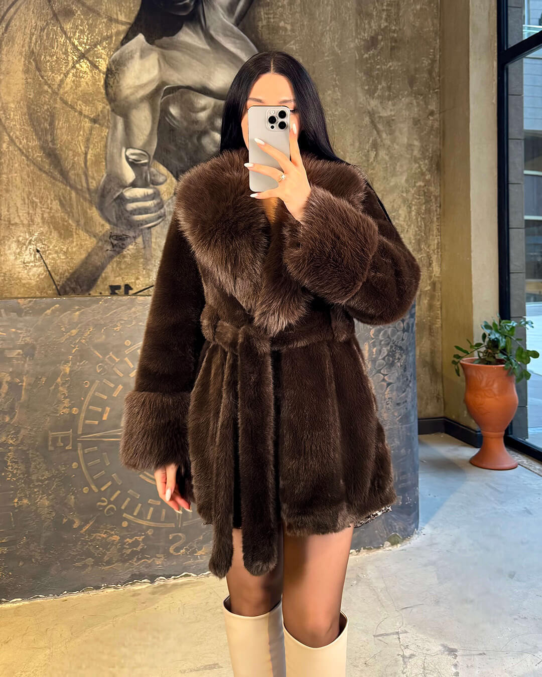 Ferryhill Belted Faux Fur Coat