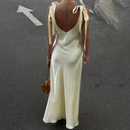 Kendall Satin Tie-Strap Maxi Dress