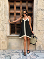 Kendall Contrast Stripe Mini Dress in black