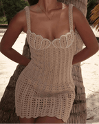 Kendall Pearl Backless Mini Dress in light brown