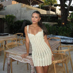 Kendall Pearl Backless Mini Dress in white