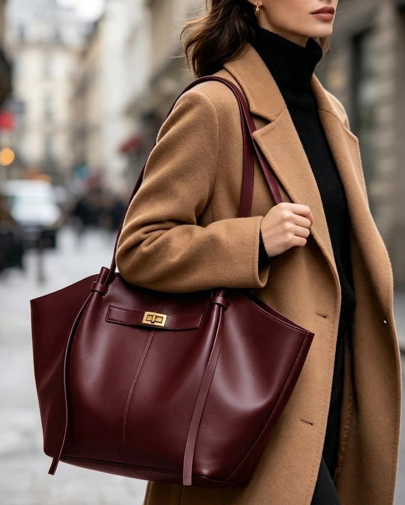 Gisèle Winged Shopper Bag - Burgundy