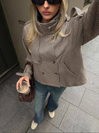Romane Houndstooth Turtleneck Jacket