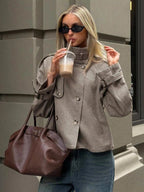 Romane Houndstooth Turtleneck Jacket