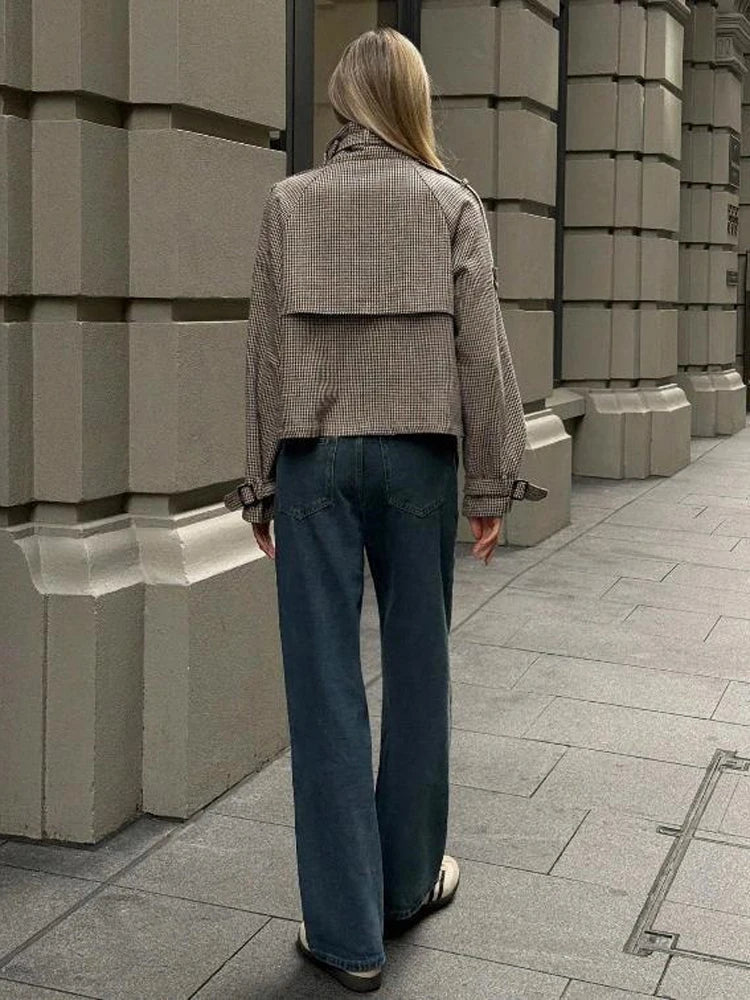 Romane Houndstooth Turtleneck Jacket