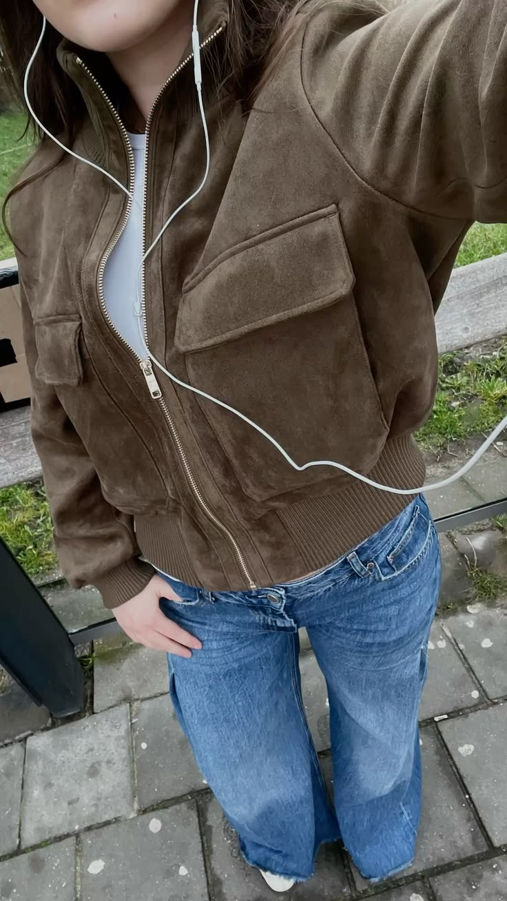 Banbury Faux Suede Bomber Jacket pocket detail