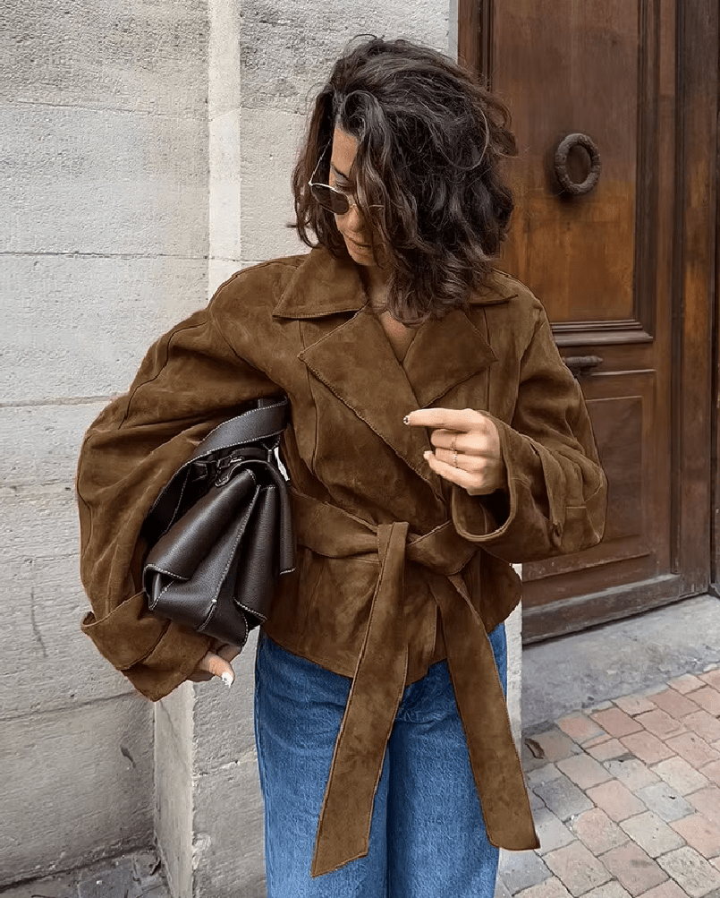 Banbury Faux Suede Belted Wrap Jacket
