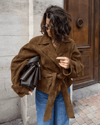 Banbury Faux Suede Belted Wrap Jacket