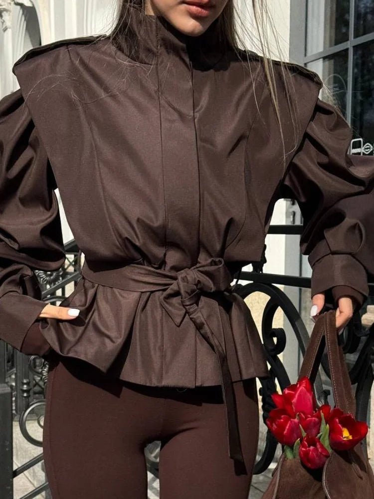 Brown lace-up waist detail