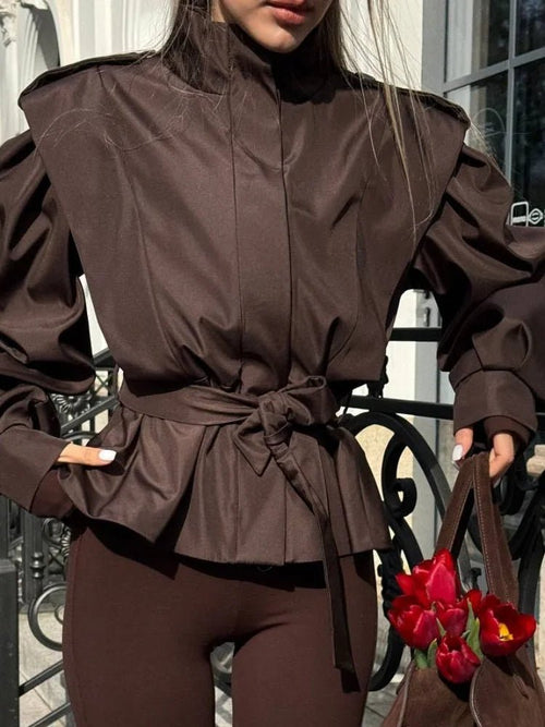 Brown lace-up waist detail