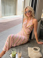 Anais Striped Satin Two-Piece Set styled