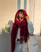 Céleste Tasseled Winter Scarf - Burgundy
