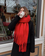 Céleste Tasseled Winter Scarf - Red