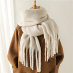 Céleste Tasseled Winter Scarf - White