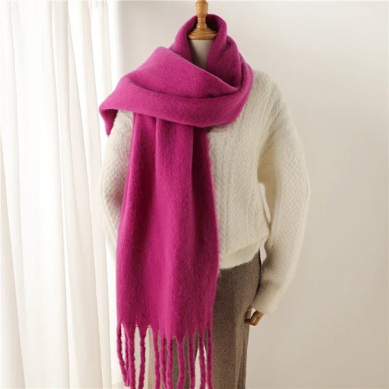 Céleste Tasseled Winter Scarf - Fuchsia