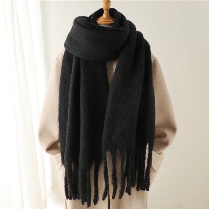 Céleste Tasseled Winter Scarf - Black