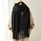 Céleste Tasseled Winter Scarf - Black