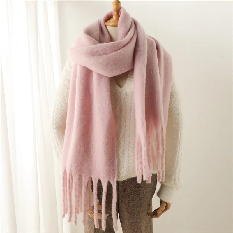 Céleste Tasseled Winter Scarf - Pink