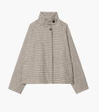 Ondine High-Collar Houndstooth Cropped Jacket