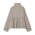 Ondine High-Collar Houndstooth Cropped Jacket