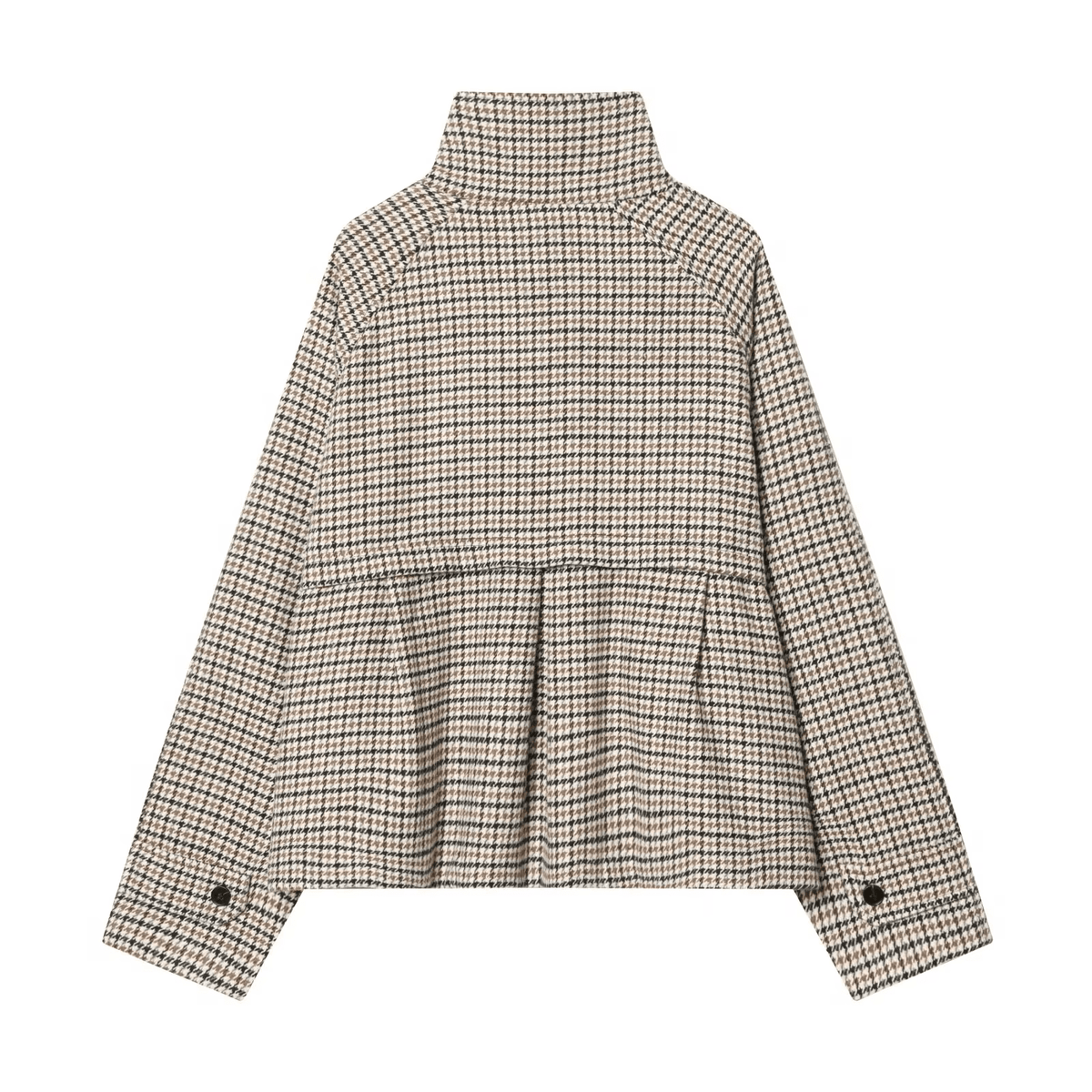 Ondine High-Collar Houndstooth Cropped Jacket