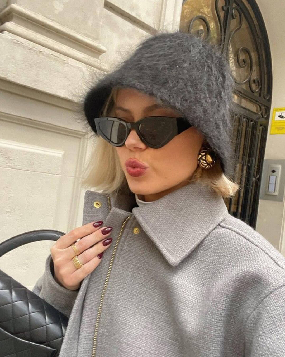 Margot Fuzzy Bucket Hat - Dark Grey