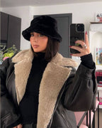Lison Fluffy Bucket Hat - Black