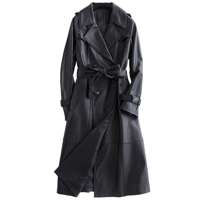 Vintage leather on sale trench coat womens